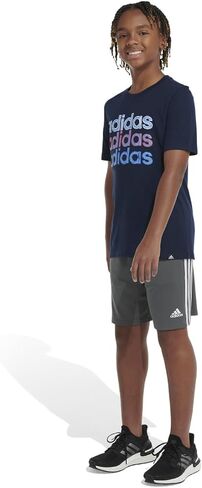 adidas Boy's Short Sleeve Multiplicity Tee, 6 Collegiate Navy in Saudi Arabia