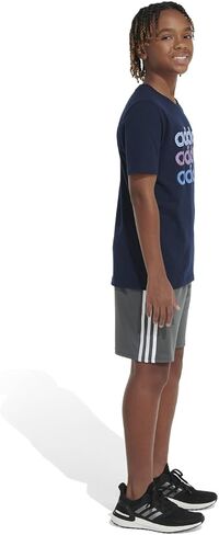 adidas Boy's Short Sleeve Multiplicity Tee, 6 Collegiate Navy in Saudi Arabia