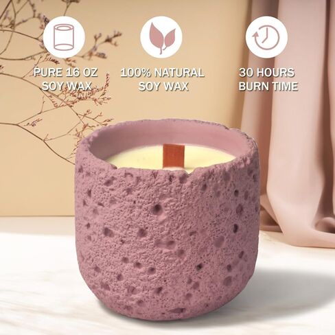 Scented Candle is Pastel Purple Cylindrical French Juniper and Lavender Flavor,16 Oz Soy Candles,Up to 30 Hours Burn Time,Aromatherapy Candle Make Crackling Wicks as They Burn,Give The Best Gift in Saudi Arabia