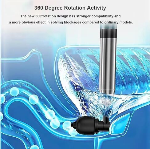 مكبس تصريف هواء المرحاض، مكبس هواء قوي بضغط 360 درجة، أداة إزالة انسداد الصرف مع مقياس البارومتر لأنابيب المطبخ المسدودة، الفولاذ المقاوم للصدأ (رمادي) in Kuwait
