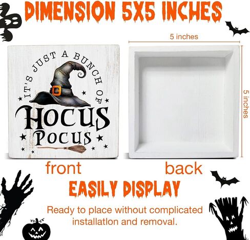 Halloween Decor, Halloween Home Decorations, Farmhouse Saying Wooden Decorative Sign, Home Decor for Desk Table Shelf 5 x 5 Inches in Kuwait