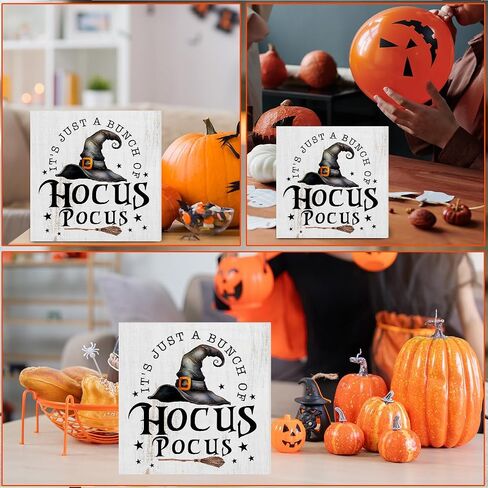 Halloween Decor, Halloween Home Decorations, Farmhouse Saying Wooden Decorative Sign, Home Decor for Desk Table Shelf 5 x 5 Inches in Kuwait