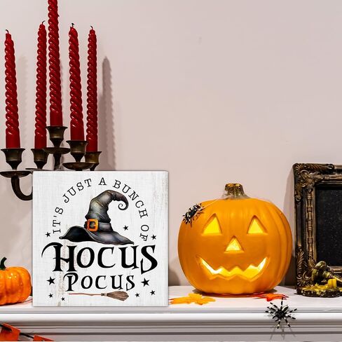 Halloween Decor, Halloween Home Decorations, Farmhouse Saying Wooden Decorative Sign, Home Decor for Desk Table Shelf 5 x 5 Inches in Kuwait