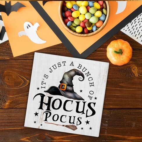 Halloween Decor, Halloween Home Decorations, Farmhouse Saying Wooden Decorative Sign, Home Decor for Desk Table Shelf 5 x 5 Inches in Kuwait