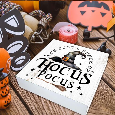 Halloween Decor, Halloween Home Decorations, Farmhouse Saying Wooden Decorative Sign, Home Decor for Desk Table Shelf 5 x 5 Inches in Kuwait