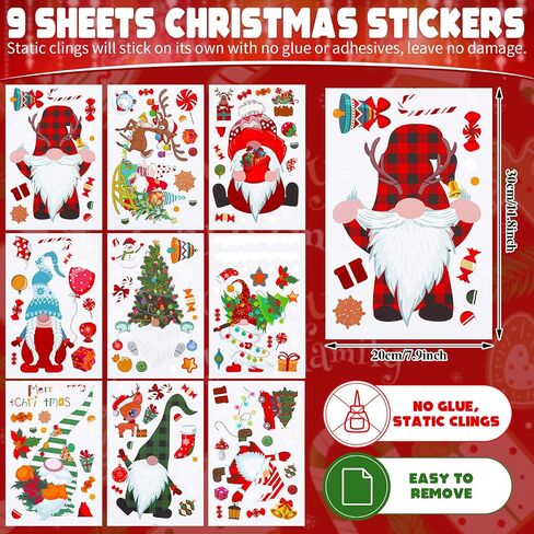 Thenshop 27 Sheets Christmas Halloween Fall Gnome Window Clings Cute Gnomes Pumpkins Bat Xmas Tree Window Decals Double Sided Window Stickers for Autumn Thanksgiving Home Classroom Decor in Saudi Arabia