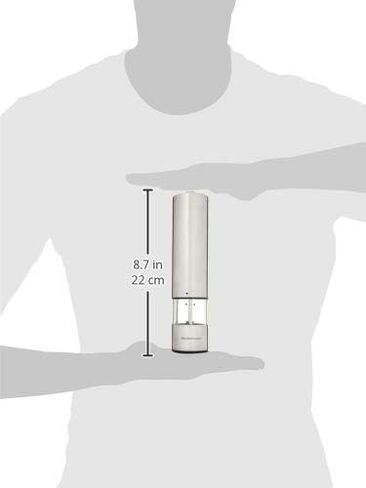 Pepper Grinder with Light - Battery Operated Pepper or Salt Mill - Stainless Steel - Easy Grip - Easy to Use - Sleek Modern Design, Adjustable Coarseness, One Handed Operation, in Saudi Arabia
