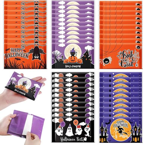 Zhanmai Halloween Party Favors 100 حزمة من مناديل الوجه للهالوين النحيفة بحجم السفر 3 طبقات مناديل حجم المحفظة حزم الجيب للضيوف لوازم حفلات الهالوين 5 أنماط in Saudi Arabia