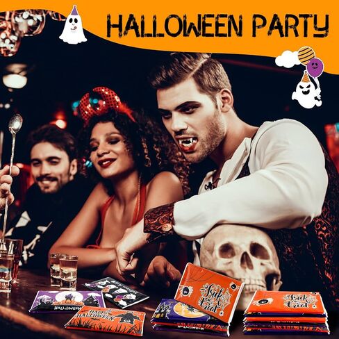 Zhanmai Halloween Party Favors 100 حزمة من مناديل الوجه للهالوين النحيفة بحجم السفر 3 طبقات مناديل حجم المحفظة حزم الجيب للضيوف لوازم حفلات الهالوين 5 أنماط in Saudi Arabia