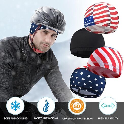 1Pcs Skull Cap Helmet Liner Hard Hat Liner Running Beanie Head Wrap Bicycle Football Sweat Wicking Cycling Caps for Men Women,1pcs Black in Kuwait