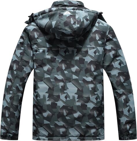 Men's Mountain Winter Coat Warm Fleece Ski Snow Jacket Waterproof Raincoat with Hood, Medium, Army Green Camo in Saudi Arabia