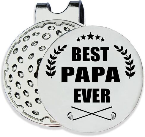علامة كرة جولف TSUYAWU Best Papa Ever - علامة جولف مضحكة مع مشبك قبعة مغناطيسي هدية مبتكرة للجولف - هدايا إكسسوارات الجولف لمحبي الجولف من Papa Grandpa Golf للرجال in Kuwait