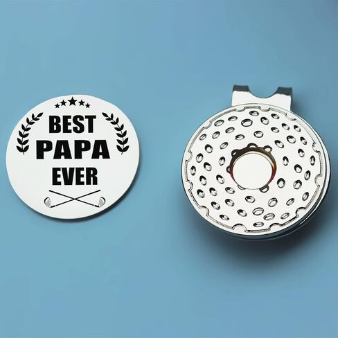 علامة كرة جولف TSUYAWU Best Papa Ever - علامة جولف مضحكة مع مشبك قبعة مغناطيسي هدية مبتكرة للجولف - هدايا إكسسوارات الجولف لمحبي الجولف من Papa Grandpa Golf للرجال in Kuwait