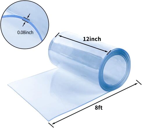 شرائط أبواب بلاستيكية مقاس 8 × 12 بوصة، ستارة شرائط باب من الفينيل بسُمك 0.08 بوصة، ستارة باب بلاستيكية ناعمة للمشي في أبواب الدخول التجارية الباردة، باب دخول بيت الكلب والقطط DIY in Kuwait