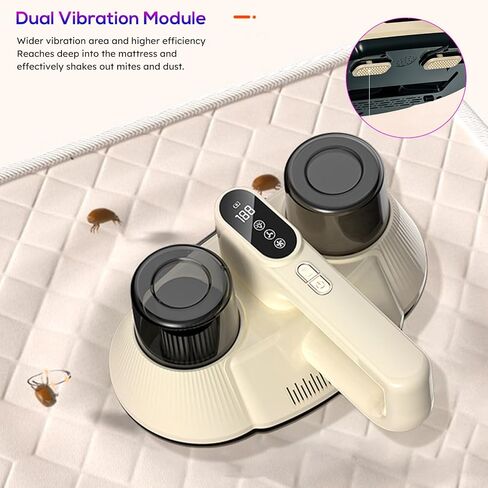 Bed Vacuum Cleaner,15Kpa Handheld Mattress Vacuum Cleaner with Purple Light, Lightweight and Rechargeable Vacuum with HEPA Filter for Bed Cleaning, Fabric Sofa, Pet Hair (3 Filters) in Saudi Arabia