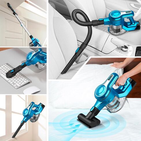 Cordless Vacuum Cleaner, 10-in-1 30Kpa Powerful Cordless Stick Vacuum, Rechargeable Cordless Vacuum 45min Runtime, Lightweight Vacuum Cleaners for Home Carpet Floor Pet Hair (Blue) in Saudi Arabia