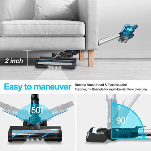 Cordless Vacuum Cleaner, 10-in-1 30Kpa Powerful Cordless Stick Vacuum, Rechargeable Cordless Vacuum 45min Runtime, Lightweight Vacuum Cleaners for Home Carpet Floor Pet Hair (Blue) in Saudi Arabia