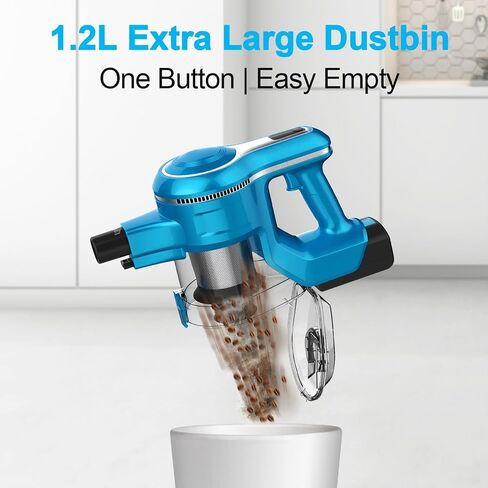 Cordless Vacuum Cleaner, 10-in-1 30Kpa Powerful Cordless Stick Vacuum, Rechargeable Cordless Vacuum 45min Runtime, Lightweight Vacuum Cleaners for Home Carpet Floor Pet Hair (Blue) in Saudi Arabia