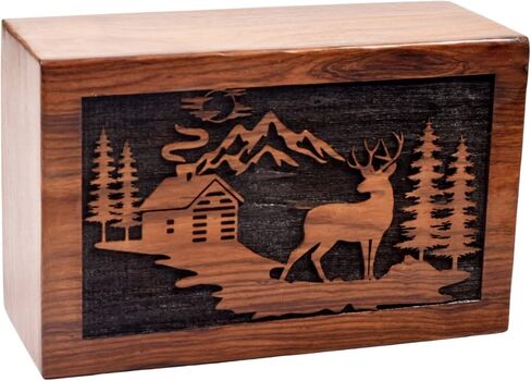 Handmade Wooden Cremation Urn Box For Human Ashes /Pet Ashes /Burial Urn Box Rosewood,Pinewood,Beechwood Urn Box (Rosewood, X-Large (350 Cu/In)) in Saudi Arabia