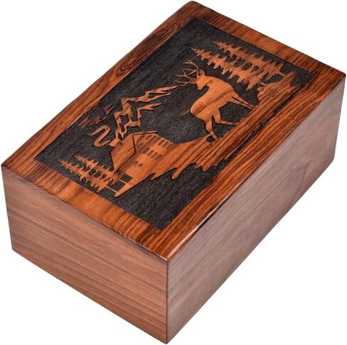 Handmade Wooden Cremation Urn Box For Human Ashes /Pet Ashes /Burial Urn Box Rosewood,Pinewood,Beechwood Urn Box (Rosewood, X-Large (350 Cu/In)) in Saudi Arabia
