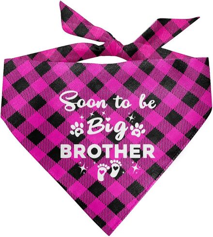 Soon to Be Big Brother Dog Bandana, Dog Bandana, Green Buffalo Plaid Pet Scarf, Pet Dog Scarf Accessories, Pet Dog Pregnancy Announcement Triangle Scarf, Dog Bandana for Small Medium Large Dogs (C43) in Saudi Arabia
