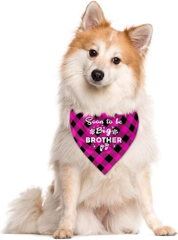 Soon to Be Big Brother Dog Bandana, Dog Bandana, Green Buffalo Plaid Pet Scarf, Pet Dog Scarf Accessories, Pet Dog Pregnancy Announcement Triangle Scarf, Dog Bandana for Small Medium Large Dogs (C43) in Saudi Arabia