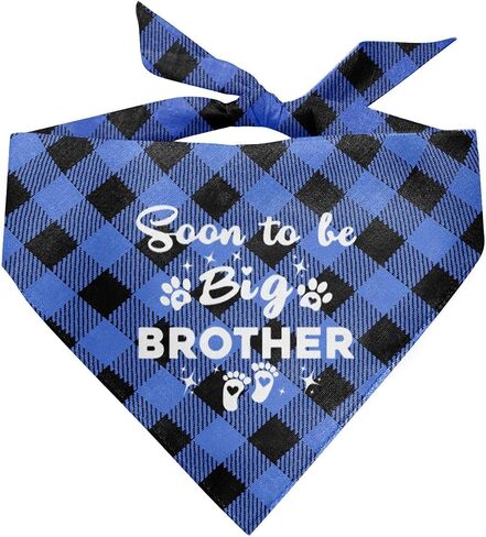 Soon to Be Big Brother Dog Bandana, Dog Bandana, Green Buffalo Plaid Pet Scarf, Pet Dog Scarf Accessories, Pet Dog Pregnancy Announcement Triangle Scarf, Dog Bandana for Small Medium Large Dogs (C43) in Saudi Arabia