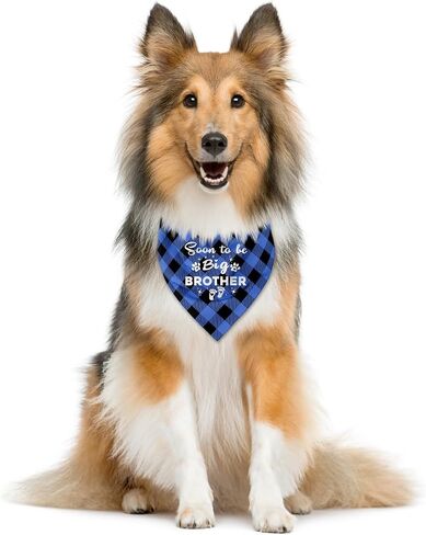 Soon to Be Big Brother Dog Bandana, Dog Bandana, Green Buffalo Plaid Pet Scarf, Pet Dog Scarf Accessories, Pet Dog Pregnancy Announcement Triangle Scarf, Dog Bandana for Small Medium Large Dogs (C43) in Saudi Arabia