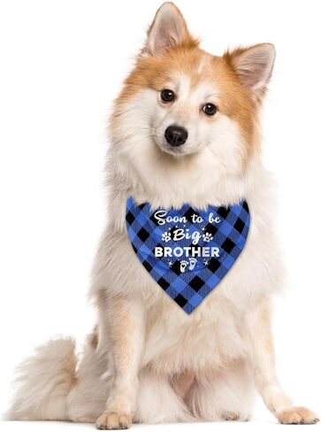 Soon to Be Big Brother Dog Bandana, Dog Bandana, Green Buffalo Plaid Pet Scarf, Pet Dog Scarf Accessories, Pet Dog Pregnancy Announcement Triangle Scarf, Dog Bandana for Small Medium Large Dogs (C43) in Saudi Arabia