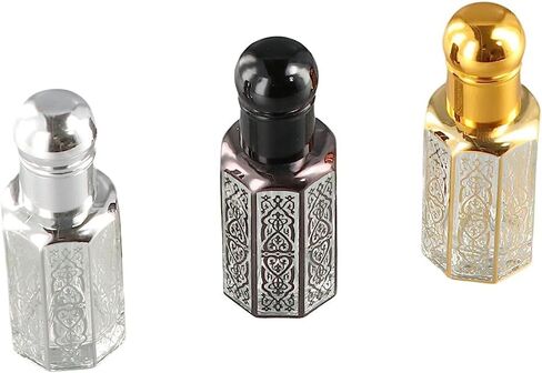 Leadigol 3 قطع زجاجات عطر زجاجية عتيقة، زجاجات قطارة زجاجية 12 مل، زجاجة فارغة قابلة لإعادة الملء، حاويات عطر زجاجة عطر من الزجاج الكريستالي لديكور المنزل in Saudi Arabia