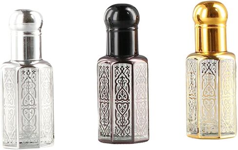 Leadigol 3 قطع زجاجات عطر زجاجية عتيقة، زجاجات قطارة زجاجية 12 مل، زجاجة فارغة قابلة لإعادة الملء، حاويات عطر زجاجة عطر من الزجاج الكريستالي لديكور المنزل in Saudi Arabia