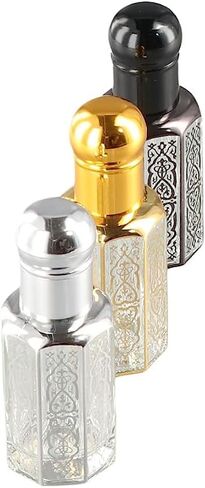 Leadigol 3 قطع زجاجات عطر زجاجية عتيقة، زجاجات قطارة زجاجية 12 مل، زجاجة فارغة قابلة لإعادة الملء، حاويات عطر زجاجة عطر من الزجاج الكريستالي لديكور المنزل in Saudi Arabia