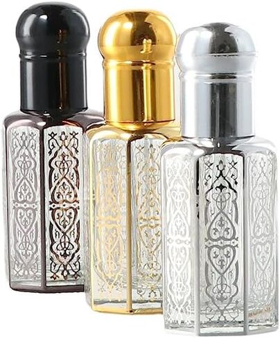 Leadigol 3 قطع زجاجات عطر زجاجية عتيقة، زجاجات قطارة زجاجية 12 مل، زجاجة فارغة قابلة لإعادة الملء، حاويات عطر زجاجة عطر من الزجاج الكريستالي لديكور المنزل in Saudi Arabia