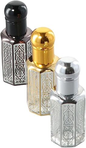 Leadigol 3 قطع زجاجات عطر زجاجية عتيقة، زجاجات قطارة زجاجية 12 مل، زجاجة فارغة قابلة لإعادة الملء، حاويات عطر زجاجة عطر من الزجاج الكريستالي لديكور المنزل in Saudi Arabia