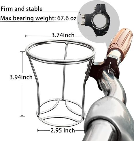 Stainless Bike Cup Holder -Handmade Bicycle Cup Holder for Any Bikes Handlebar Diameter of 22.2mm - Handlebar Cup Hold for Christmas,Birthday,Father's Day, Bike Accessories in Saudi Arabia