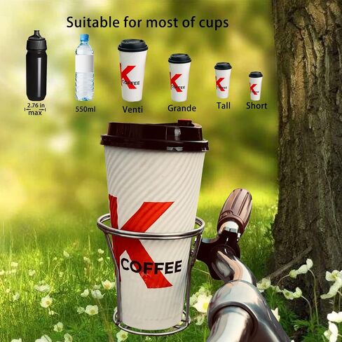 Stainless Bike Cup Holder -Handmade Bicycle Cup Holder for Any Bikes Handlebar Diameter of 22.2mm - Handlebar Cup Hold for Christmas,Birthday,Father's Day, Bike Accessories in Saudi Arabia