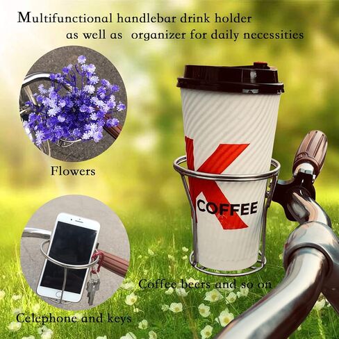Stainless Bike Cup Holder -Handmade Bicycle Cup Holder for Any Bikes Handlebar Diameter of 22.2mm - Handlebar Cup Hold for Christmas,Birthday,Father's Day, Bike Accessories in Saudi Arabia