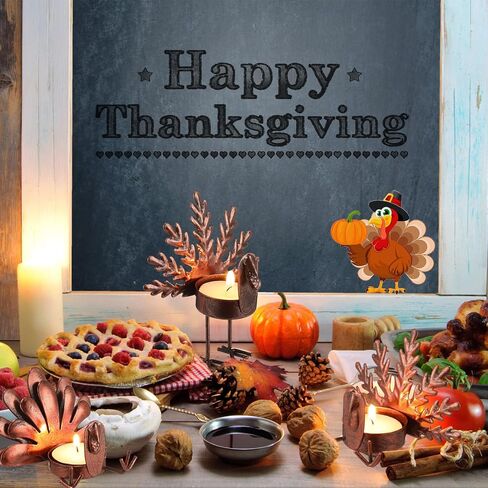 Mumufy 48 Pieces Thanksgiving Turkey Tea Lights Candle Holder Thanksgiving Centerpiece Metal Turkey Tealight Holder Turkey Tealight Candleholders for Fall Table Home Tabletop Kitchen Decorations in Saudi Arabia