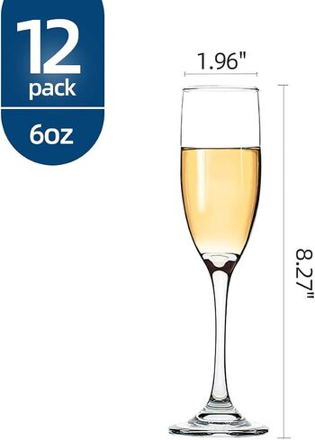 UMI UMIZILI Classic Champagne Flutes, Set of 12, 6 Oz Premium Stemmed Champagne Glasses, Sparkling Wine Glass, Crystal Clear in Saudi Arabia