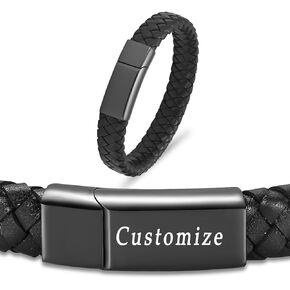 Oinsi Cremation Jewelry Leather Bangle Bracelets For Women Men 12 mm Braided Bracelet Keepsake Memorial Urn Jewelry Gifts With Stainless Steel Clasp