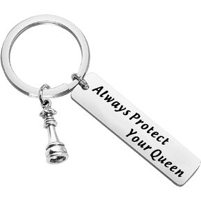 Chess King Chess Queen Keychain Chess Lovers Keychain Gift Always Protect Your King/Queen Keychain Chess Jewelry