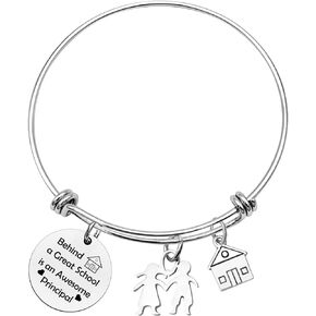 Principal Gifts for Women Principal Appreciation Gifts Behind a Great School is an Awesome Principal Bracelet Assistant Principal Gift Christmas Birthday Retirement Gift End of School Year Gift