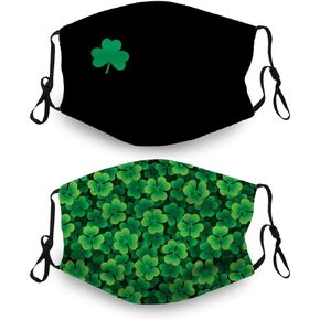 St.Patrick's Day Face Mask,Luck Shamrock Mask Reusable Washable Balaclavas with 4 Filters for Women Man Youth