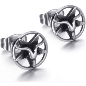 Baphomet Goat Satanic Inverted Pentagram Stud Earring Seal of Satan Sigil of Lucifer Devil Demon Stainless Steel Earrings in Kuwait