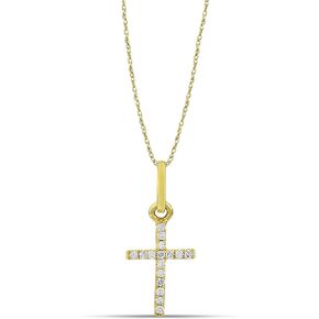14K White or Yellow Gold Natural Diamond Cross Pendant Necklace for Women in 18 Inch Chain (H-I, I1-I2) Choice of Metal and Diamond Weight