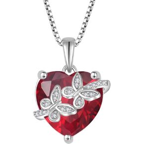 STARCHENIE Heart Butterfly Pendant Necklace 925 Sterling Silver Birthstone Jewelry Gift for Women