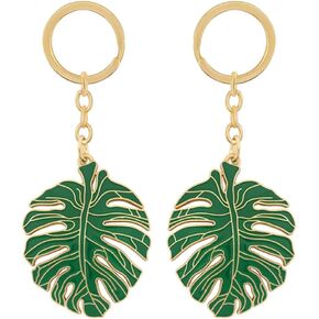 2pcs Leaves Keychain Tropical Leaf Keyrings Leaf Car Key Holder Plant Bag Purse Jewelry for Woman Girls Handbag Key Hanging Pendants…