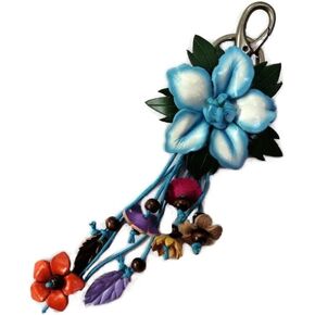 Padee Genuine Leather RB Flower Keychain Keyring With Shell Handbag Wallet Car Handmade Hanging Hook #HOOKMKEY0197-0200