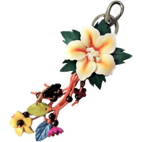 Padee Genuine Leather RB Flower Keychain Keyring With Shell Handbag Wallet Car Handmade Hanging Hook #HOOKMKEY0197-0200