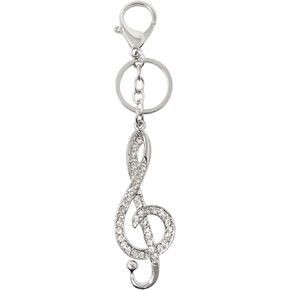 Honbay 1PCS Rhinestone Metal Musical Note Keychains Sparkling Music Symbol Key Rings Keyfob for Bag Purse Wallet Cellphone or Car Pendant